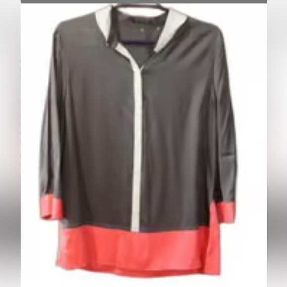 Elie Tahari Contemporary Silk Top Tab Collar / medium - Picture 2 of 13